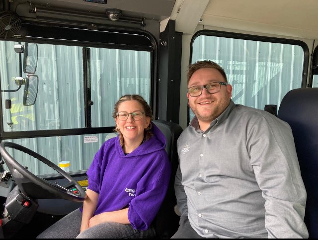 Still buzzing after driving a full size bus for the first time in over twenty years yesterday at the new @yorkbus depot in York! @bekbythesea from @BBCYork had a go too … find out how Bek got on this Tuesday from 10am on @bbcyork 🚍😎