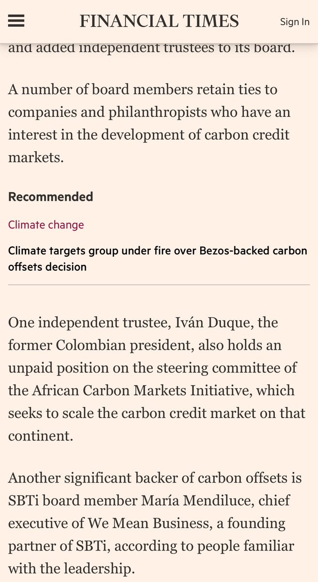 Entonces Ivan Duque, nuevo miembro de la junta directiva del SBTi, organismo que ahora pretende validar el uso de créditos de carbono del mercado voluntario, tiene lazos con una organización que vende créditos de carbono.

Suena el himno nacional de 🇨🇴