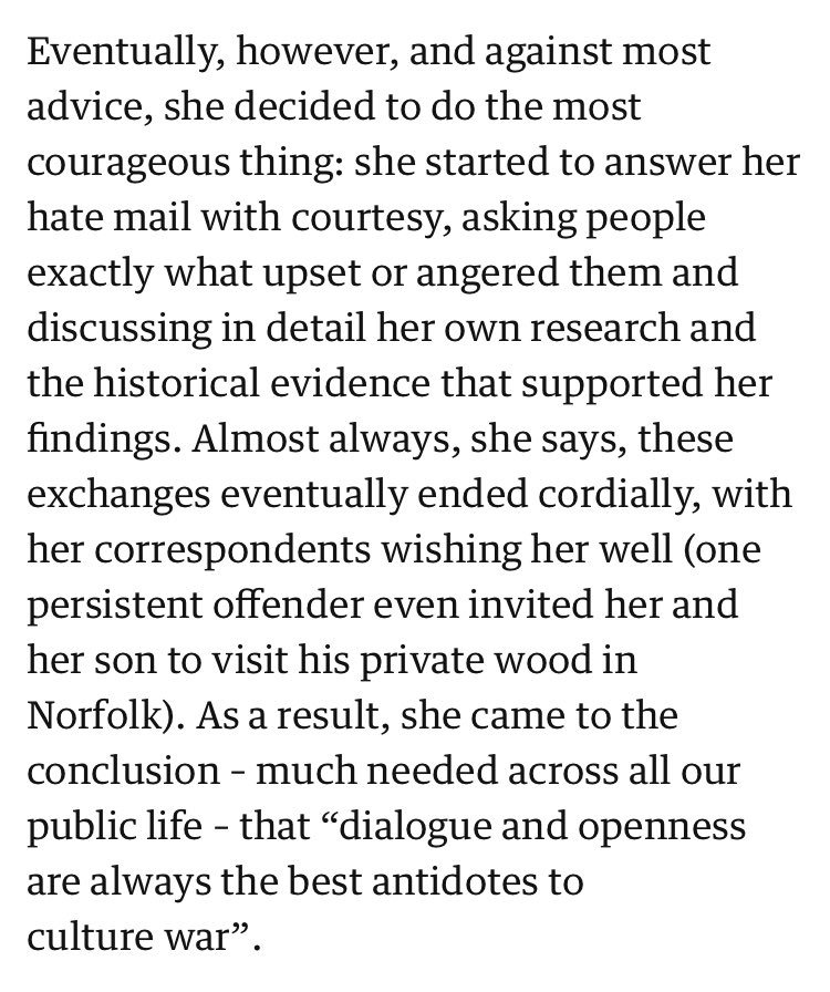 ‘dialogue and openness are always the best antidotes to culture war’ says @corinne_fowler and look how brilliantly she did this in relation to those that criticised her own research. A great interview worth your time theguardian.com/world/2024/apr…