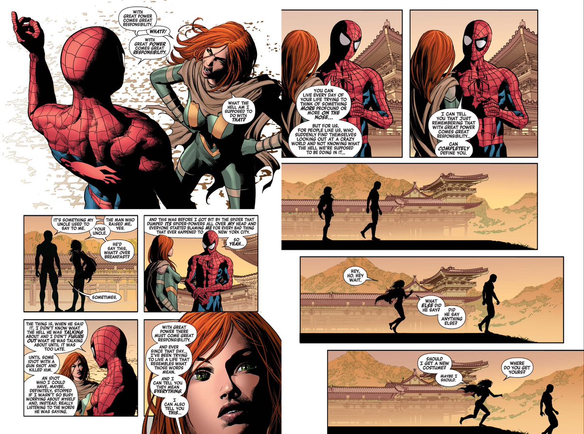 Brian Michael Bendis just understands & writes Spider-Man perfectly. Peter Explaining the importance of “With Great Power Comes Great Responsibility” showcases how amazing of a character he is. New Avengers #27