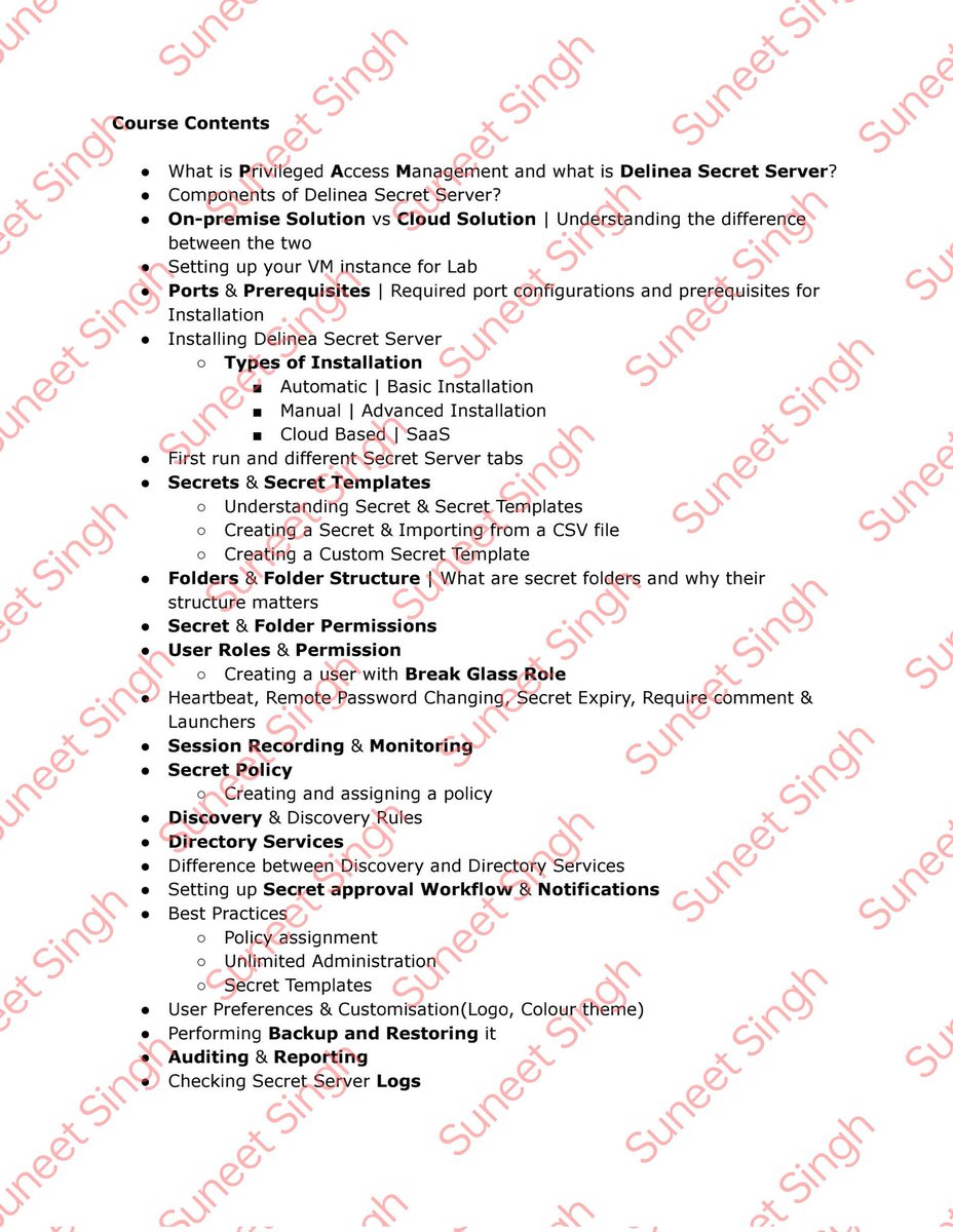 suneets1ngh's tweet image. Here are the topics you need to learn to Pass your #delinea #secretserver certification Exam.
Best of Luck 👍🏼
#CyberSecurity #informationsecurity #compliance
