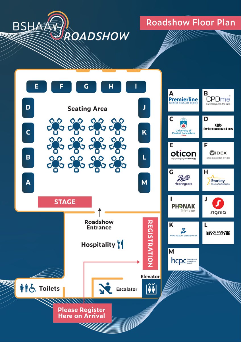 📢 Attention to all potential sponsors for the BSHAA Cardiff Roadshow! 📢 The deadline for sponsorship confirmation is 30th April. Secure your spot by contacting Alex at comms@bshaa.org. #BSHAA #BSHAARoadshow #Sponsorship #Audiology Image: Manchester Roadshow Floor Plan