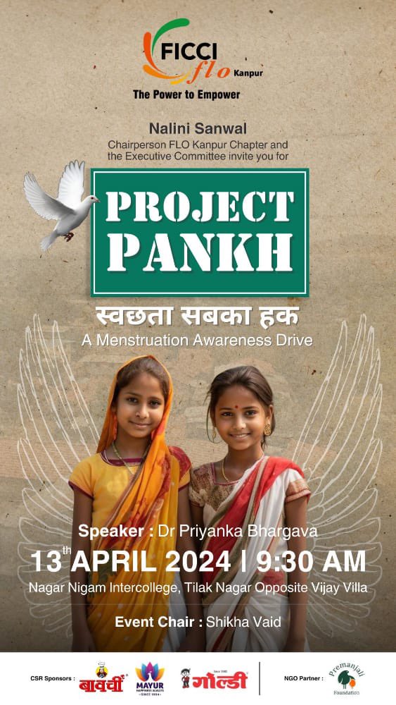 FloKanpur's tweet photo. The first initiative event on Health &amp; Sanitation, #ProjectPankh,(Menstruation Awarenes Drive) was held at Mahila Inter College on 13th April. Headed by CP Nalini Sanwal, it was organised by Shikha Vaid and Jyoti Agarwal along with Dr Priyanka Bhargava and Dr Anuradha Varshney. https://t.co/xx7lXQySe0