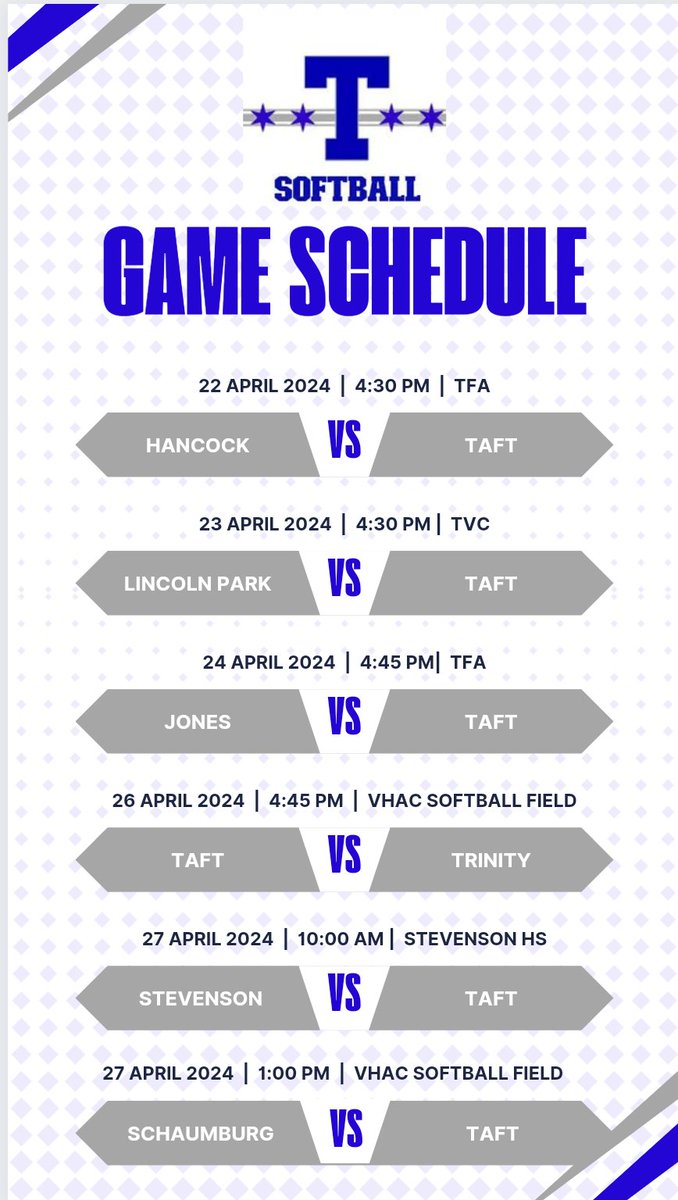 This week's game schedule! @TaftHSAthletics