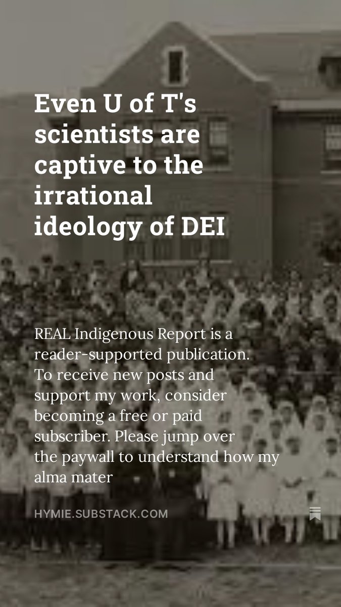 Even U of T's scientists are captive to the irrational ideology of DEI, by @IndianRevisited open.substack.com/pub/hymie/p/ev… My alma mater, the University of Toronto, is now sinking into pre-Enlightenment intellectual barbarism in this important discussion of the imposition of the…