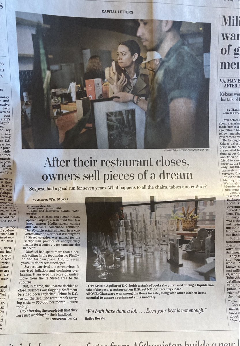 DC restaurant closes after staff members carjacked. How many restaurants will close in DC this year b/c of crime? H/t @justinwmmoyer for writing about #DistrictofCrime washingtonpost.com/dc-md-va/2024/…