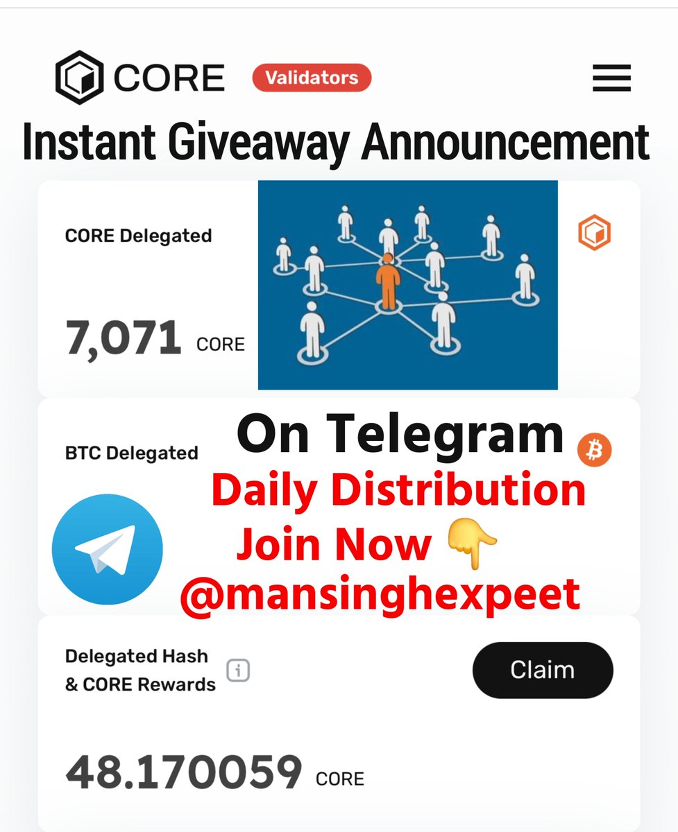 🎉 Congratulations 🎉 
💥Daily Giveaway🏆Distribution For Only Telegram 💼
         
Instant Giveaway Announcement On Telegram t.me/mansinghexpert
Join Now And Enjoy 😍 Giveaway 🏆 Everytime. 

💼 Mandatory Task .
✓  Daily Update on Telegram.
t.me/mansinghexpert

✓ Q/A