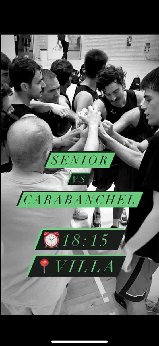 🏀 2º encuentro de PlayOff del Senior
 
⚔️ Distrito Carabanchel
⏰ 18:15
📍 Pabellón Villa de Madrid

#SentimientoVerde💚