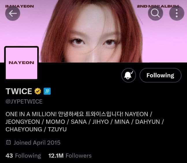 ilovjaeyun_'s tweet photo. TWICE OFFICIALLY CHAHGED THEIR X (TWITTER) LAYOUT FOR NAYEON'S COMEBACK!!
NOLO IS COMING!🥹
#TWICE #NAYEON #NOLO #NY2 https://t.co/OJnJMa3Nu7