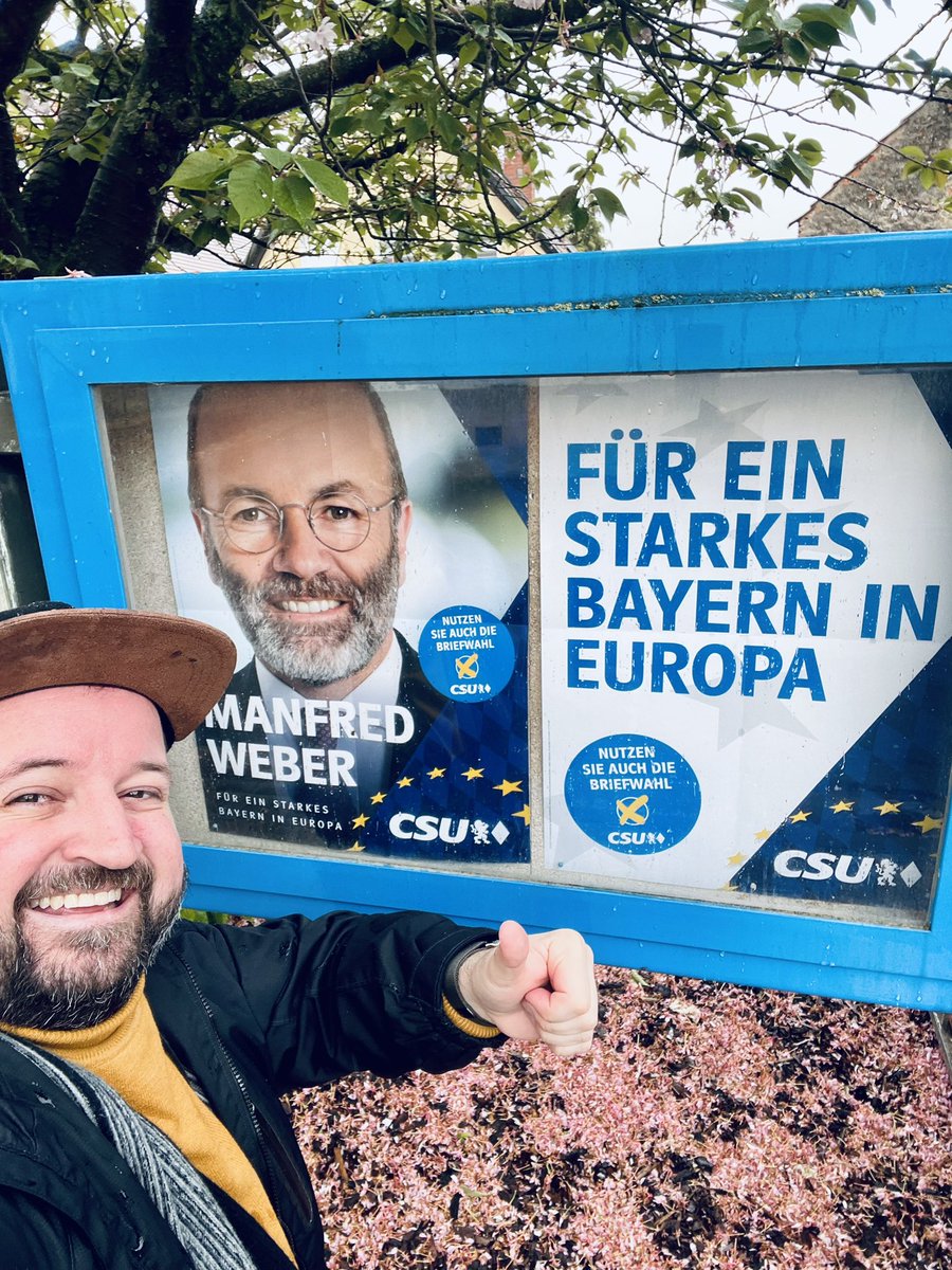 Regen und Sonne wechseln – die @CDU_CSU_EP und @ManfredWeber bleiben stabil! #Europawahl2024 👍 für die @CSU #Bayern #Europa