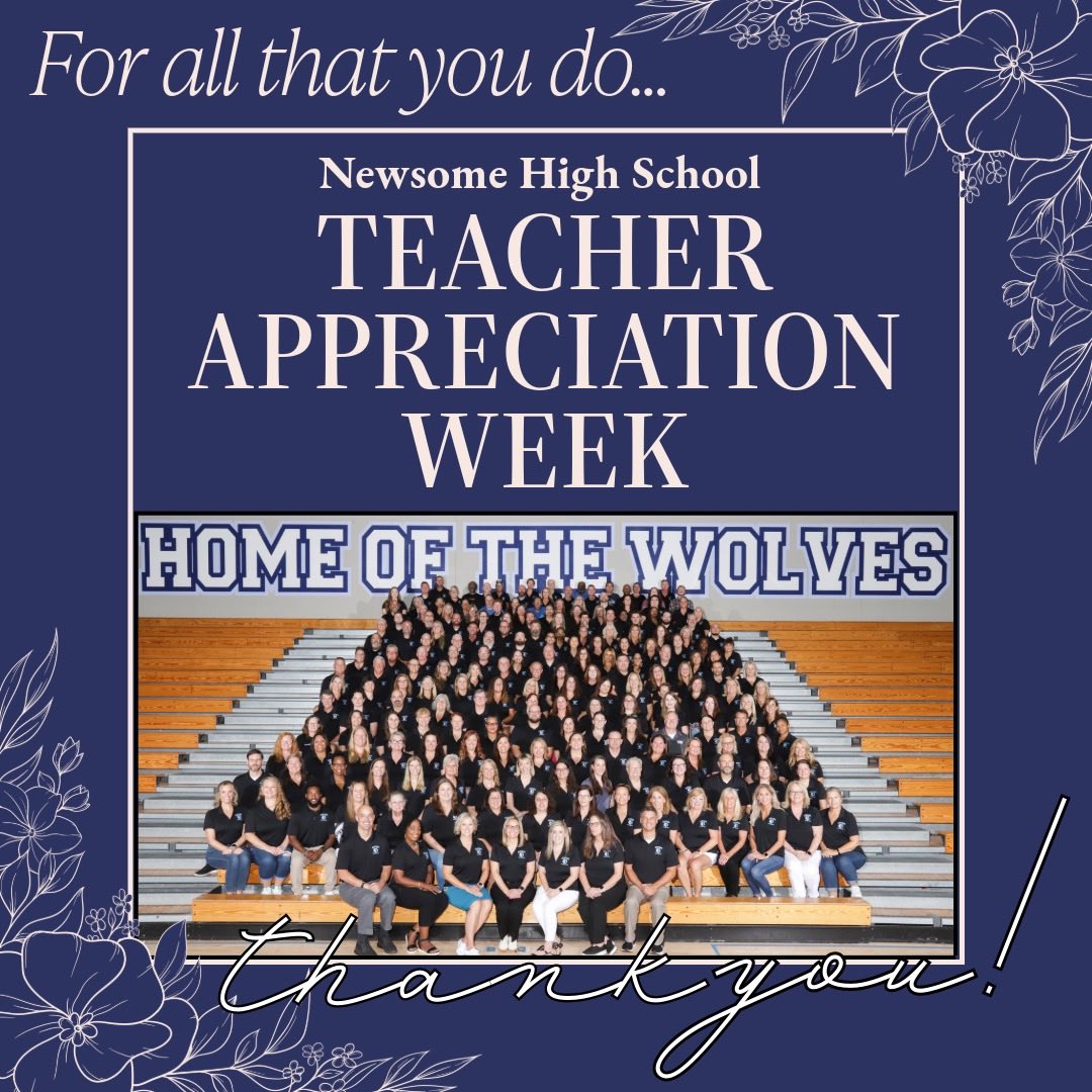 🌟 It's Teacher Appreciation Week at Newsome High School! 📚 Join us in honoring our amazing teachers who make a difference every day. Let's show our gratitude for their hard work and dedication. Thank you, teachers, for all that you do! #TeacherAppreciationWeek #ThankATeacher