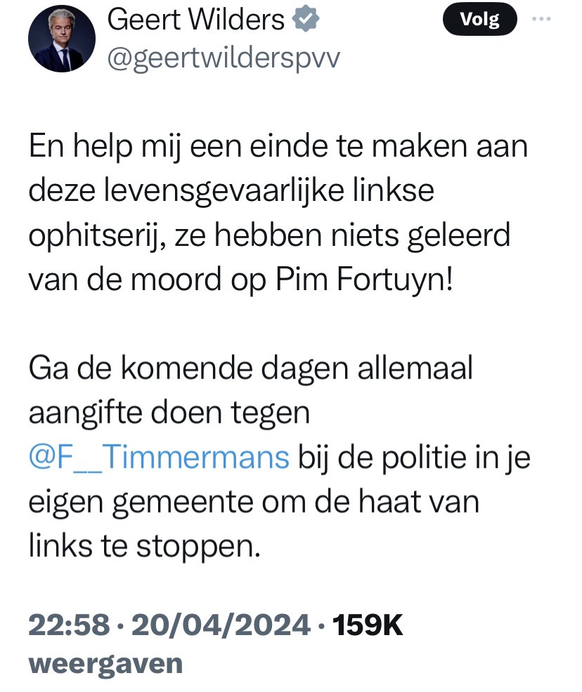 Geert Wilders begint nu wel heel erg op Willem Engel te lijken. “Ga allemaal angifte doen…” Beste @DilanYesilgoz, beste @PieterOmtzigt, het moet ook voor jullie nu toch kristalhelder zijn dat er nooit een eerbaar of werkbaar kabinet gaat gevormd kunnen worden met