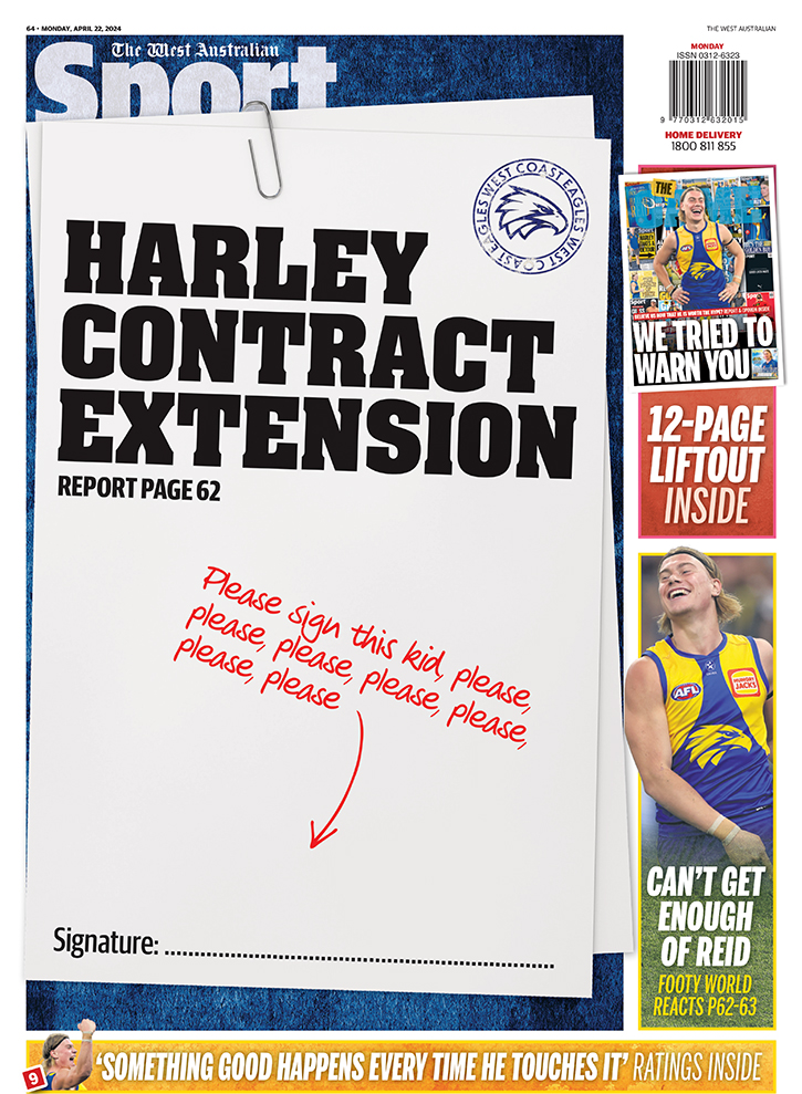 The Harley Reid SPECIAL back page of tomorrow's The West Australian. @westaustralian @TheWestSport @AnthDeCeglie