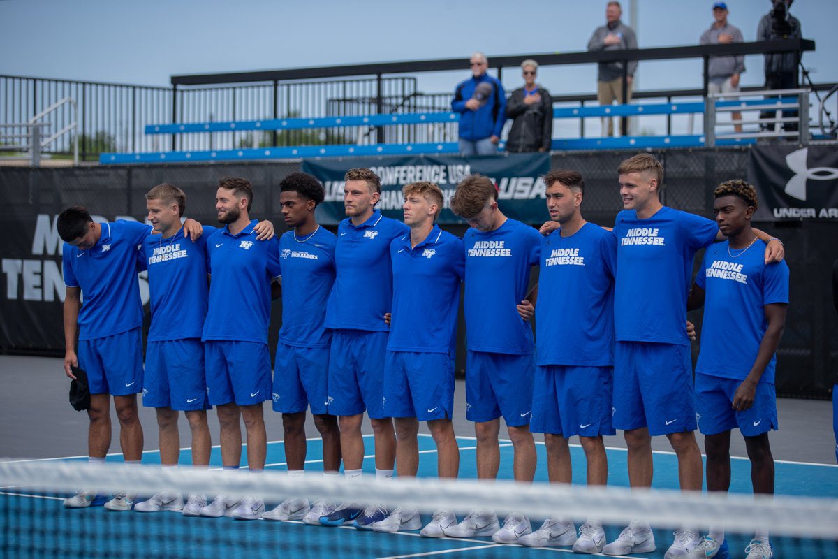 CoachJimmyB's tweet photo. Noon today at new outdoor 🎾 complex on campus, will be 🆒 so wear a jacket, cheer and enjoy the 🍻 from Cedar Glade Brewery, 🥘 🛻 and the high level tennis.  Lots of MTSU Men’s Tennis Alumni 🧑‍🎓 in the stands as well #packtheplace #TeamMullet https://t.co/b4kdrhKR4G