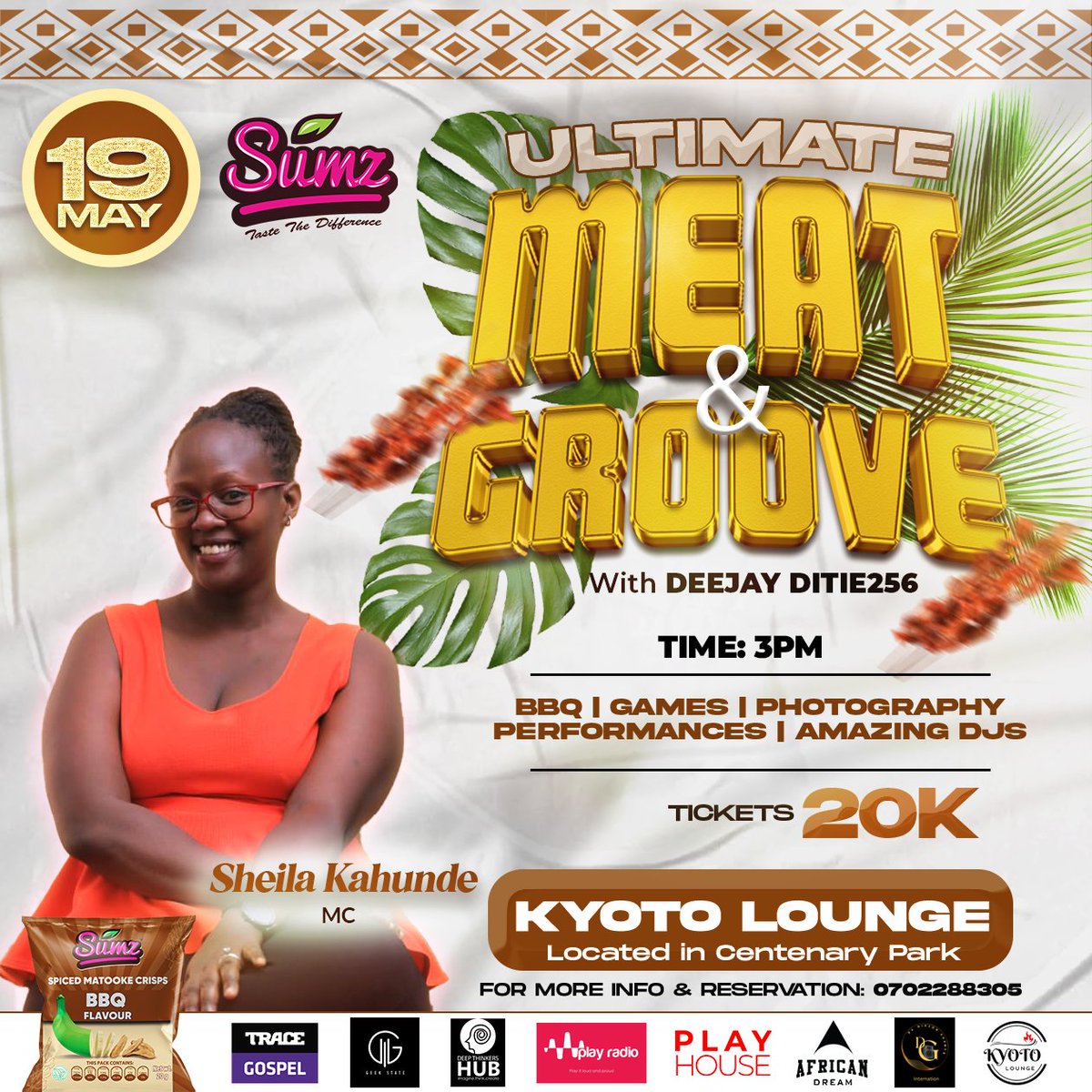 We are celebrating Christ with @sheilakahunde From @ubctvuganda On the M!C 🎙️ 19th May 2024 Kyoto - Centenary Park 20k 🎟️ via: ticketyo.com/ultimate-meat-… Or #MTNMoMoPay Dial *165*3# Merchant Code: 051058 Or #ArtelMoneyPay Dial *185*9# Merchant Code: 6567168 #MeatAndGroove