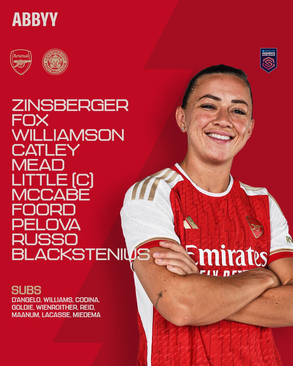 ArsenalWFC's tweet photo. 🔴 𝗧𝗘𝗔𝗠𝙉𝙀𝙒𝙎 ⚪️

🇳🇱 Victoria Pelova makes her 50th club appearance 
🇮🇪 @katie_mccabe11 starts at the back
🇸🇪 @SBlackstenius leads the line

Watch LIVE on https://t.co/tK9rcmLS6V ❤️ https://t.co/HoIbcddOcn