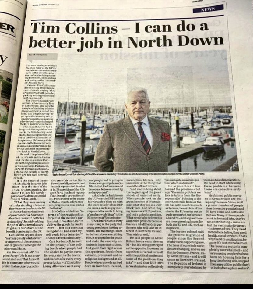 I for one welcome the UUP decision to select Tim Collins to stand in North Down. Frankly, there aren’t enough poorly informed, egotistical, arrogant, right-wing cranks living in Kent standing for election here. Another masterstoke brought to you by the UUP. #sundaypolitics