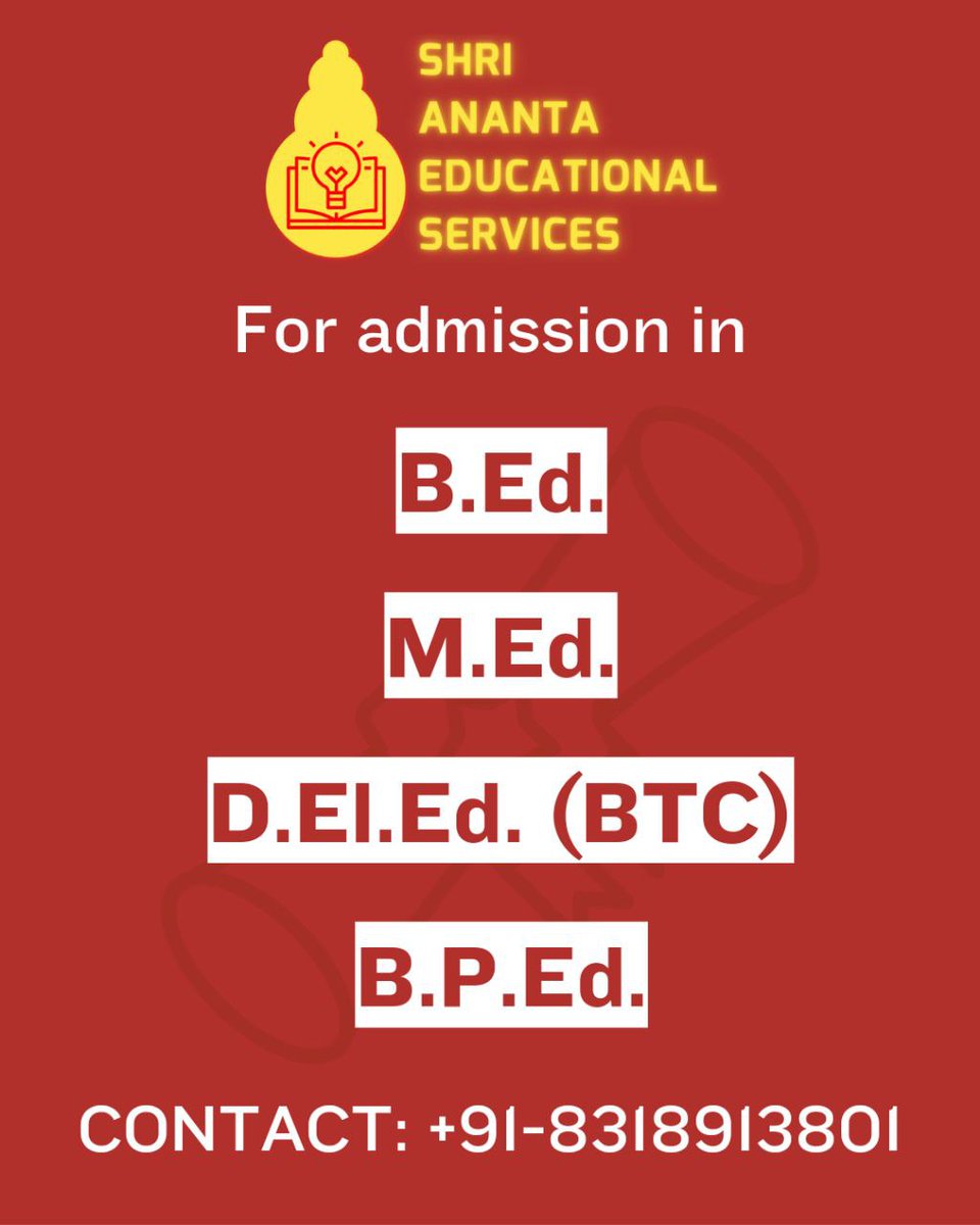 Admission open for BEd, MEd, DElEd, BPEd
.
#sag #saes #shrianantagroup #shrianantaeducationalservices #admissionopen #admissionopen2024 #graduation #bed #teacher #teaching