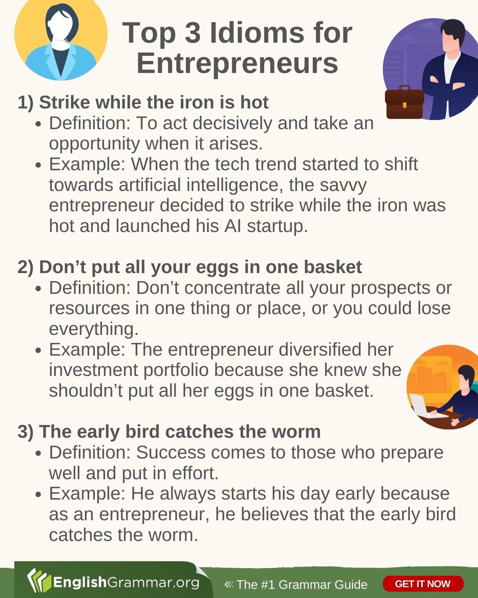 Top 3 Idioms for Entrepreneurs

#vocabulary #writing #amwriting