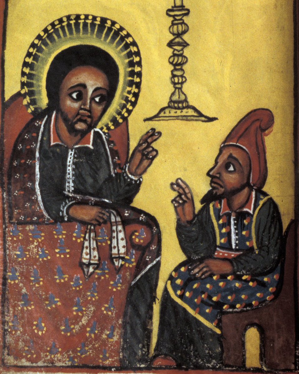 In the Ethiopian and Eritrean Christian tradition, the seventh Sunday of the Great Fast is known as Niqodemos ('Nicodemus'). The name derives from a beautiful chant in the liturgical book Ṣoma Dǝggʷā (see below)!

Ethiopia, 19th c.   #JesusChrist #lent #nicodemus #africanart