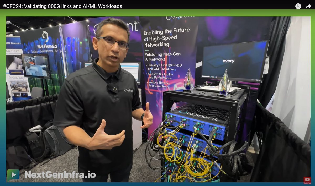 At #OFC24, @Spirent demoed testing AI/ML workloads over dual 800G links and more. Take a look. okt.to/d5EpBJ #Ethernet #800G