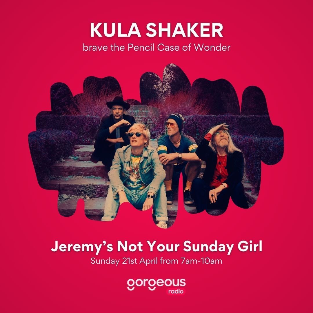 They have once again proven that their musical output is pure Natural Magick, so we are thrilled that @KulaShaker are joining us right now on @gorgeousradiouk to BRAVE the Pencil Case of Wonder. To come: @motodisplayteam, @SamScherdel, @_gracechiang, @ShaznayOfficial & @anebrun.