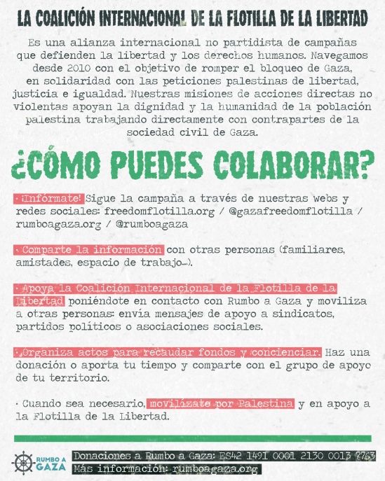 rumboagaza's tweet photo. Cientos de activistas de todo el mundo navegarán a Gaza con miles de toneladas de ayuda.

Informa · Comparte · Apoya · Organiza · Moviliza 🇵🇸

Únete a la causa de la humanidad, y apoya a la Flotilla de la Libertad. https://t.co/Xpjsbsk9tD