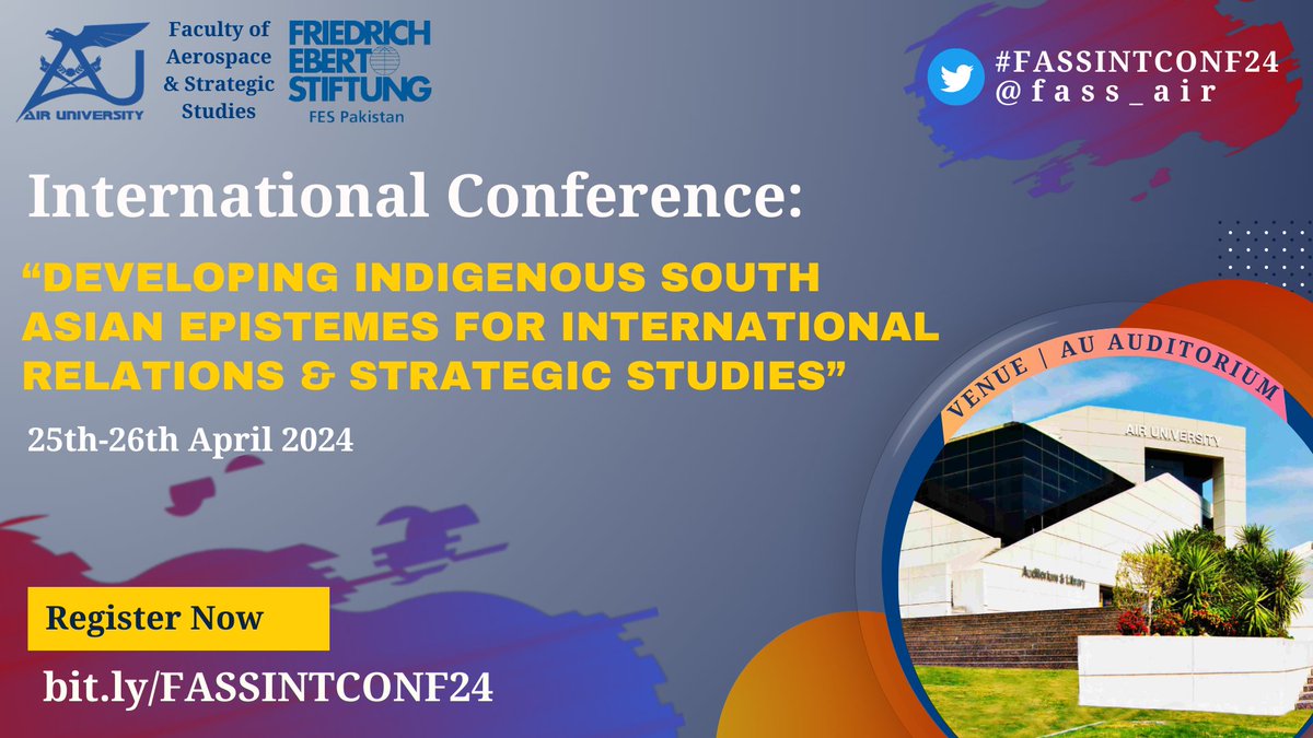 1 Day Left to Register for #FASSINTCONF24, in collaboration with @FES_PAK: Don't miss out & REGISTER NOW 📷bit.ly/FASSINTCONF24 #SouthAsia - @adilsultan @Aiza_Azam @f_aider @zmzahid30 @ayesha_ajm @Ash_Turk007 @aukhankhattak @Syed_Sabir_ @AfsahQazi