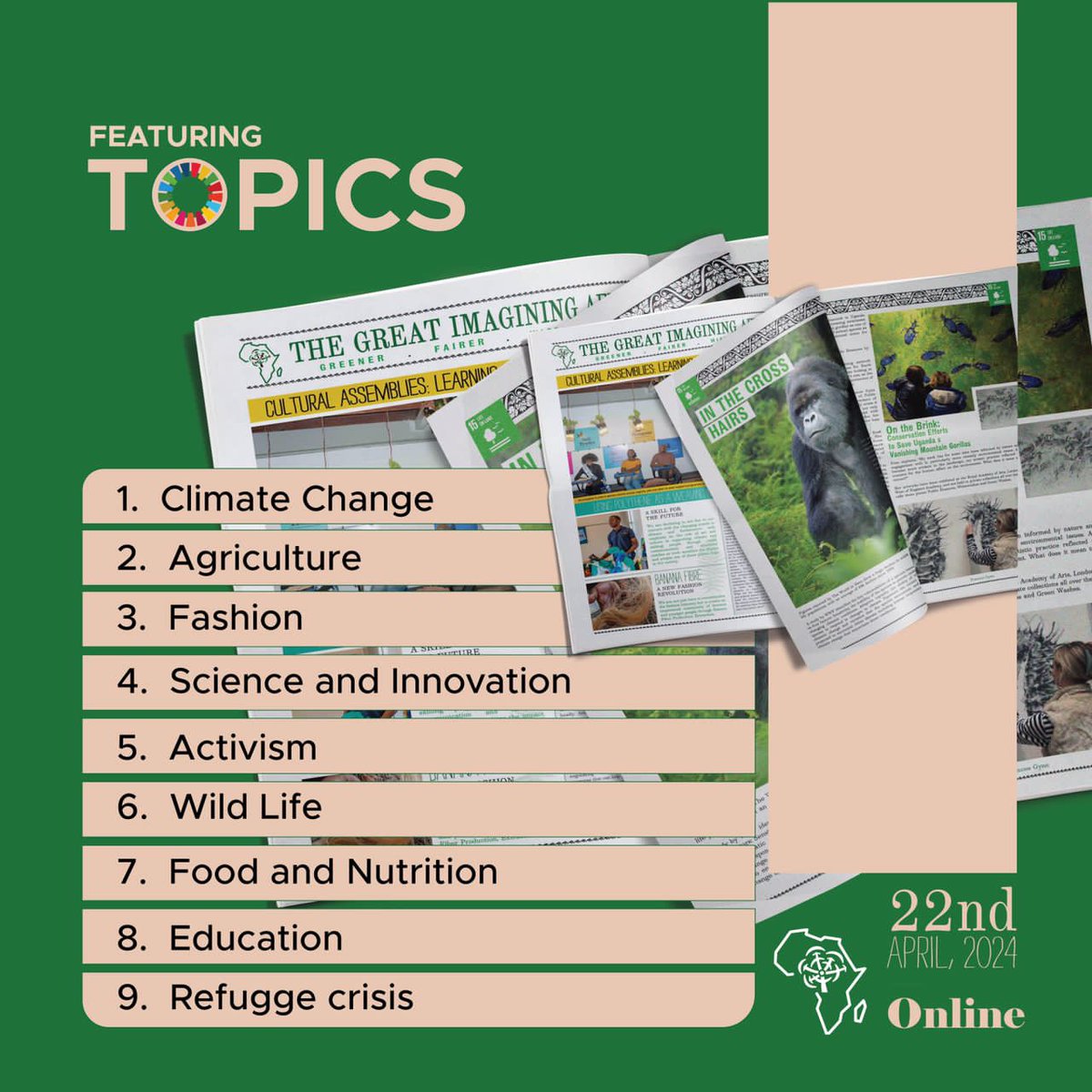 The Great Imagining' aims at igniting conversations, inspiring action, & and fostering collaboration in addressing climate change across Africa. Having topics ranging from the built environment to sustainable fashion, this publication serves as a beacon of hope for our planet.