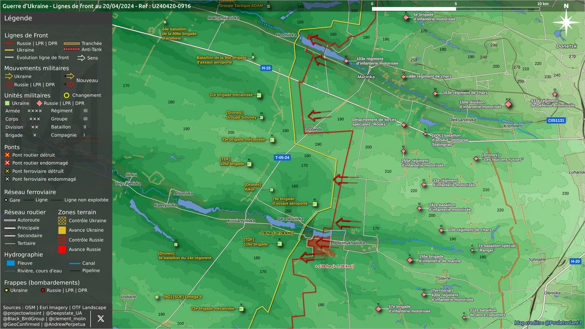 1/2 Guerre d'Ukraine | 20/04/24 🌐 Synthèse mouvements🔹U240420-0917 Secteurs : 🌐 Bakhmut-Kostiantynivka🔹U240420-0906 🌐 Avdiivka🔹U240420-0910 🌐 Marinka-Novomykhailivka🔹U240420-0916 #UkraineRussianWar #GuerreEnUkraine