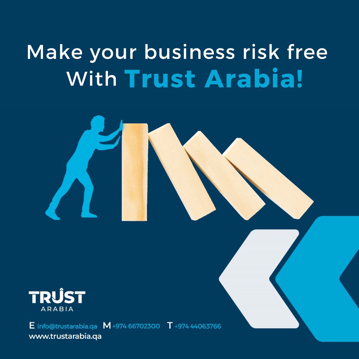 Make your business risk free with Trust Arabia 😉

Contact Us Now:
+974-66702300 📱 
+974-44063766 ☎️ 
Email : info@trustarabia.qa 📧 

#hroutsourcing #saudiarabia #startabusiness #BusinessVersatility  #DohaAdminExperts #QatarConsulting #OfficeSolutionsQatar #AdminServicesDoha