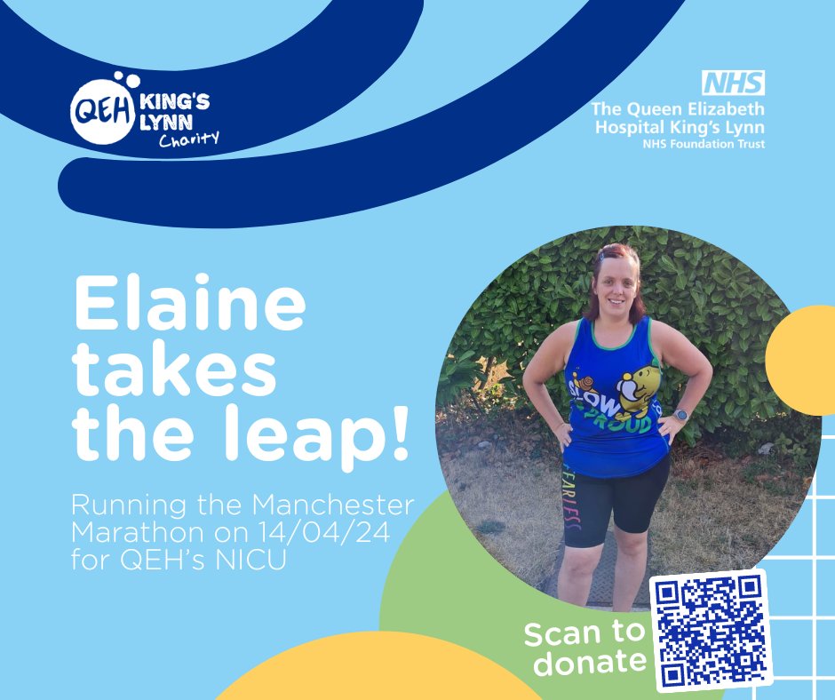 Elaine is running the Manchester Marathon today for the QEH's Neonatal Intensive Care Unit! Show your support now and donate to her JustGiving page at ow.ly/eLPJ50R8jcO

#manchestermarathon #qehkl #qehklcharity #kingslynn #nicu #prembabies #prematurebabies