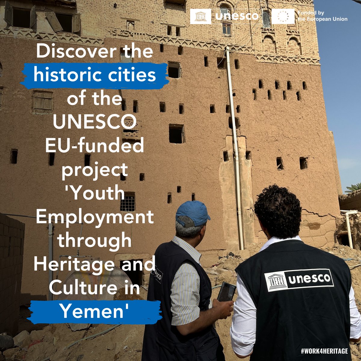 Did you know #Yemen is home to 5 UNESCO #WorldHeritageSites, yet 4 of them & many other historical centres remain highly vulnerable due to conflict & natural disasters? Join @UNESCO & @EUinYemen in our mission to preserve Yemen's historical treasures. 👉🔗 bit.ly/3VftflO