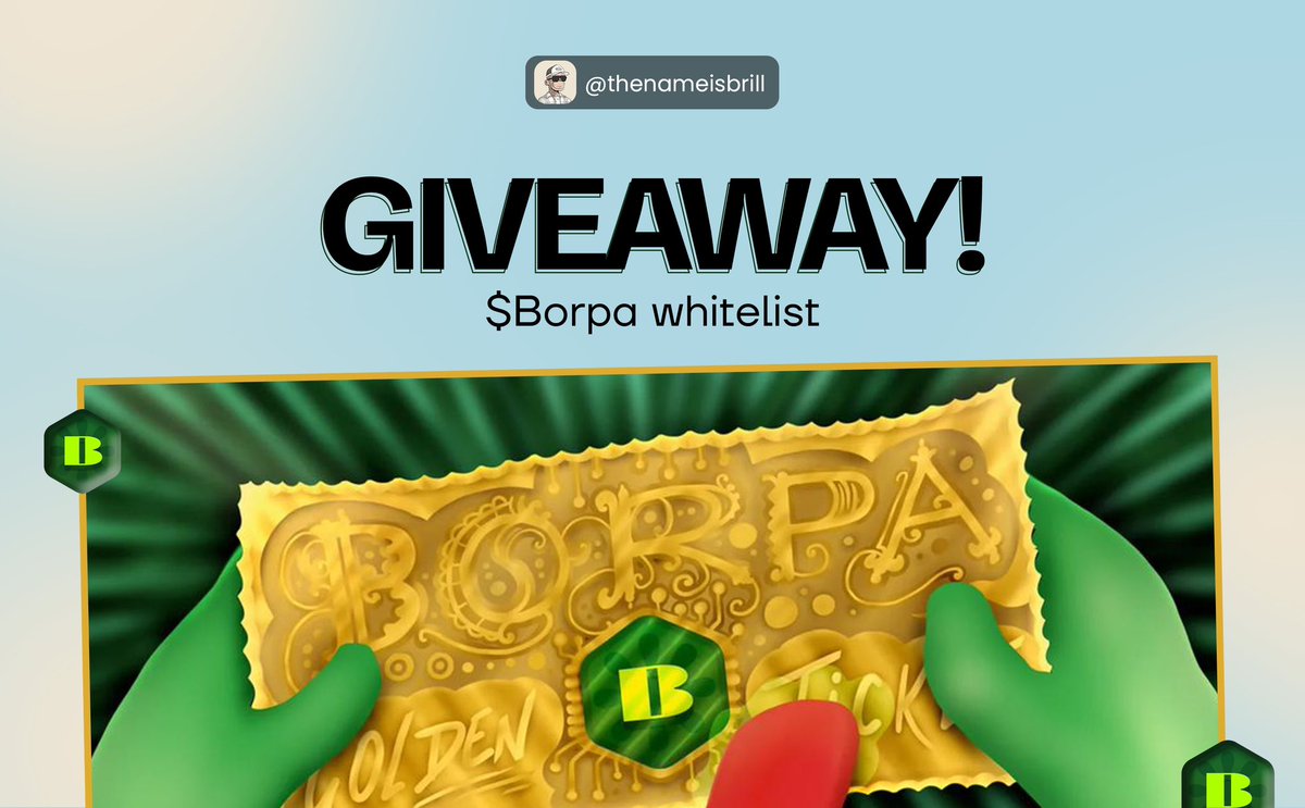 I secured a 5 WL(Gold Ticket) of @BorpaTokencom and I'll be giving it all away. To enter the raffle: - Follow @thenameisbrill , @Entanglefi & @Borpatokencom - Join Entangle and Borpa’s Discords -Join t.me/dtcsiweb3 - Like,tag a fren , Repost this Winners will be drawn