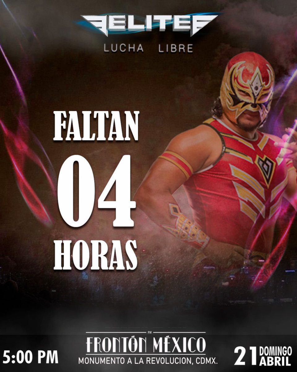 FALTAN 4️⃣ HORAS 🔴 Venta de boletos en t.ly/Z5ykS al 2x1 📅 HOY 21 de abril ⌚ 5:00 PM 📍 Frontón México