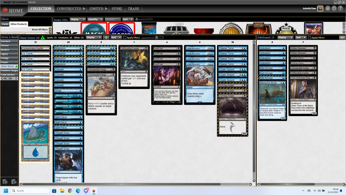 Yesterday I T8 my first Showcase Event with Pauper. I played Dimir Terror from MtgO Player Bombaji. @fireshoes