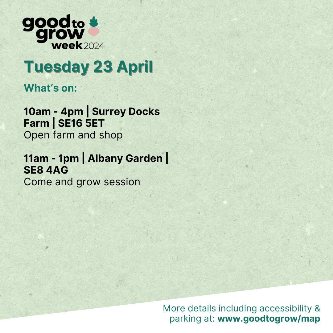 Good to Grow week begins tomorrow! Find out what events are happening in London on Tuesday! For more details and to find out about more events as they are added, head to buff.ly/4aHdIA2 #GoodToGrow #London #UrbanGarden #OpenGarden #CapitalGrowth