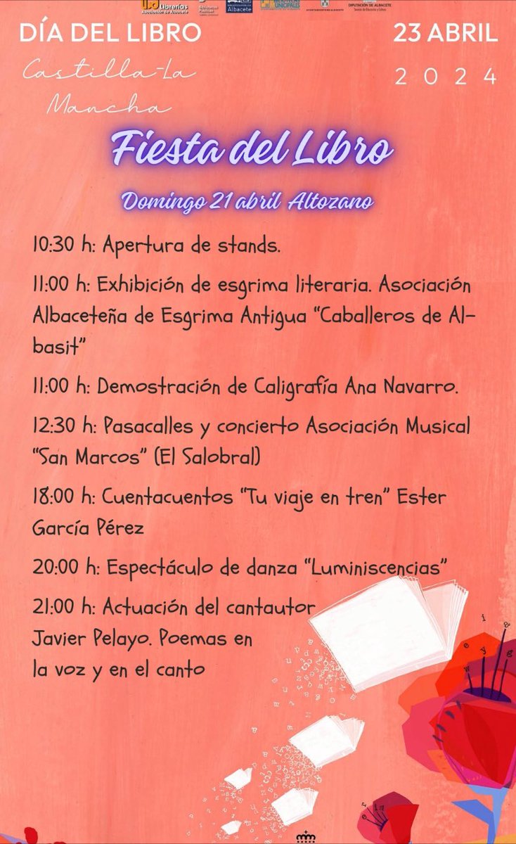Vamos a por el domingo en la #fiestadellibroalbacete 💪
Aquí tenéis la programación. 
#bpelbacete #Altozano #vamosaporeldomingo