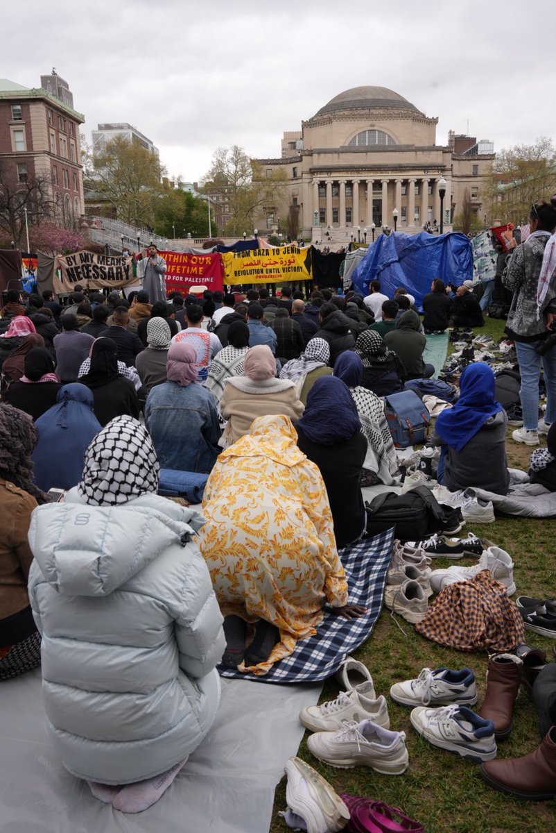 Fri 4/19: “The Muslim Student Association @Columbia is tremendously grateful for the beautiful display of solidarity shown at this afternoon’s Jummah on Butler lawns”= 'solidarity' with Jummah prayers that incl Quran 1:7, a curse on Jews & Christians columbiaspectator.com/news/2024/04/1…