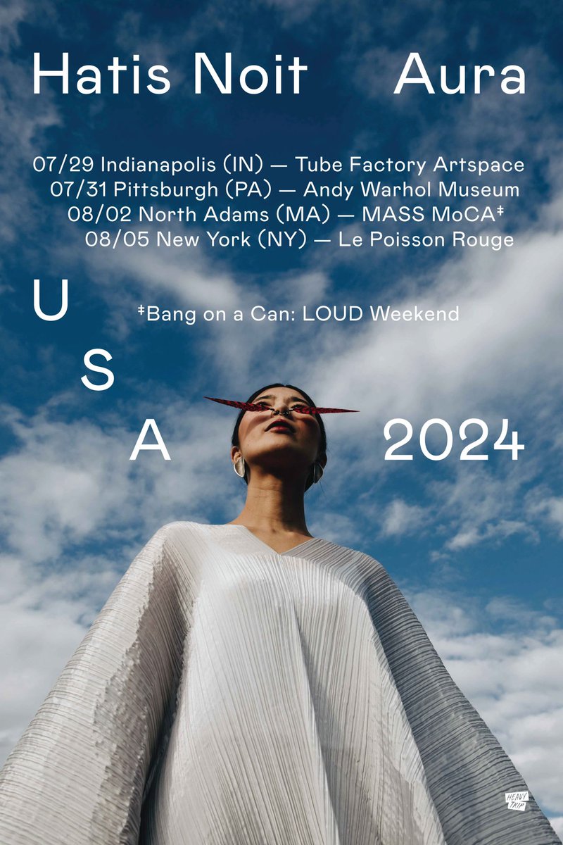 So happy to announce that I will be back in the US this summer to perform such beautiful places including @lprnyc in NY and @bangonacan at @MASS_MoCA alongside with @meredith_monk , @davidlangmusic and so many more legends…🪐 Tickets on sale: hatisnoit.com/shows