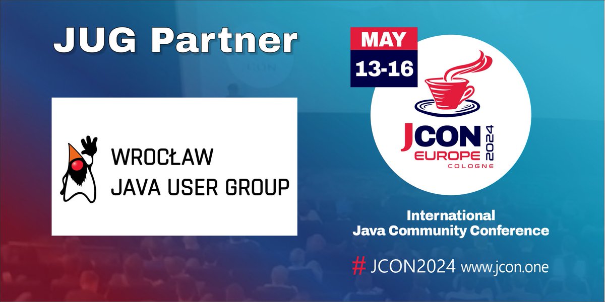 Great! @WroclawJUG is back as a partner of #JCON2024! For all #JUG members we offer 1,000 free #JavaUserGroup tickets, first come, first serve! #JCON #Java @sebastianrabiej Get your free JUG ticket: bit.ly/jcon24-eu-jug-… Become a partner: jcon.koeln/#partner