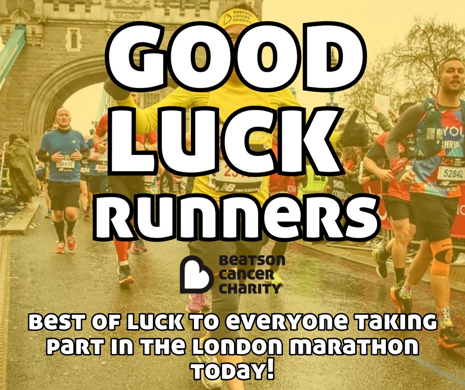 👣Good luck to everyone taking part in the @londonmarathon today! Thank you to those running in aid of Beatson Cancer Charity. Please remember and tag us so we can share your fantastic achievement. Good luck, runners!💛