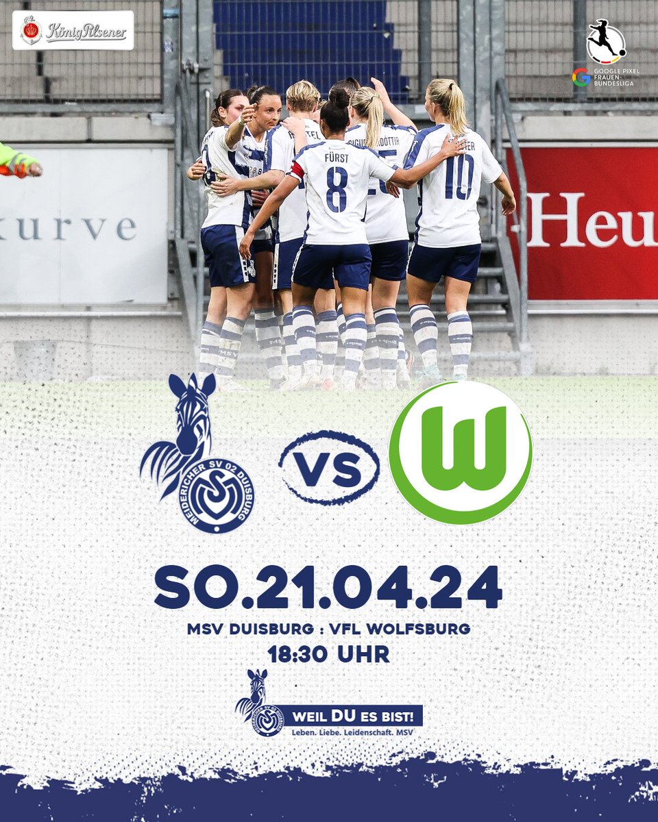 Der nächste Kracher für unsere MSV-Frauen! 🆚 VfL Wolfsburg 🕡 18:30 Uhr 🏟️ schauinsland-reisen-arena 🎫 brnw.ch/21wJ1sf 👥🎫 brnw.ch/21wJ1se 🌧️ 10 Grad 📺 Magenta Sport & DAZN #WeilDUesBist #MSVWOB #dieliga