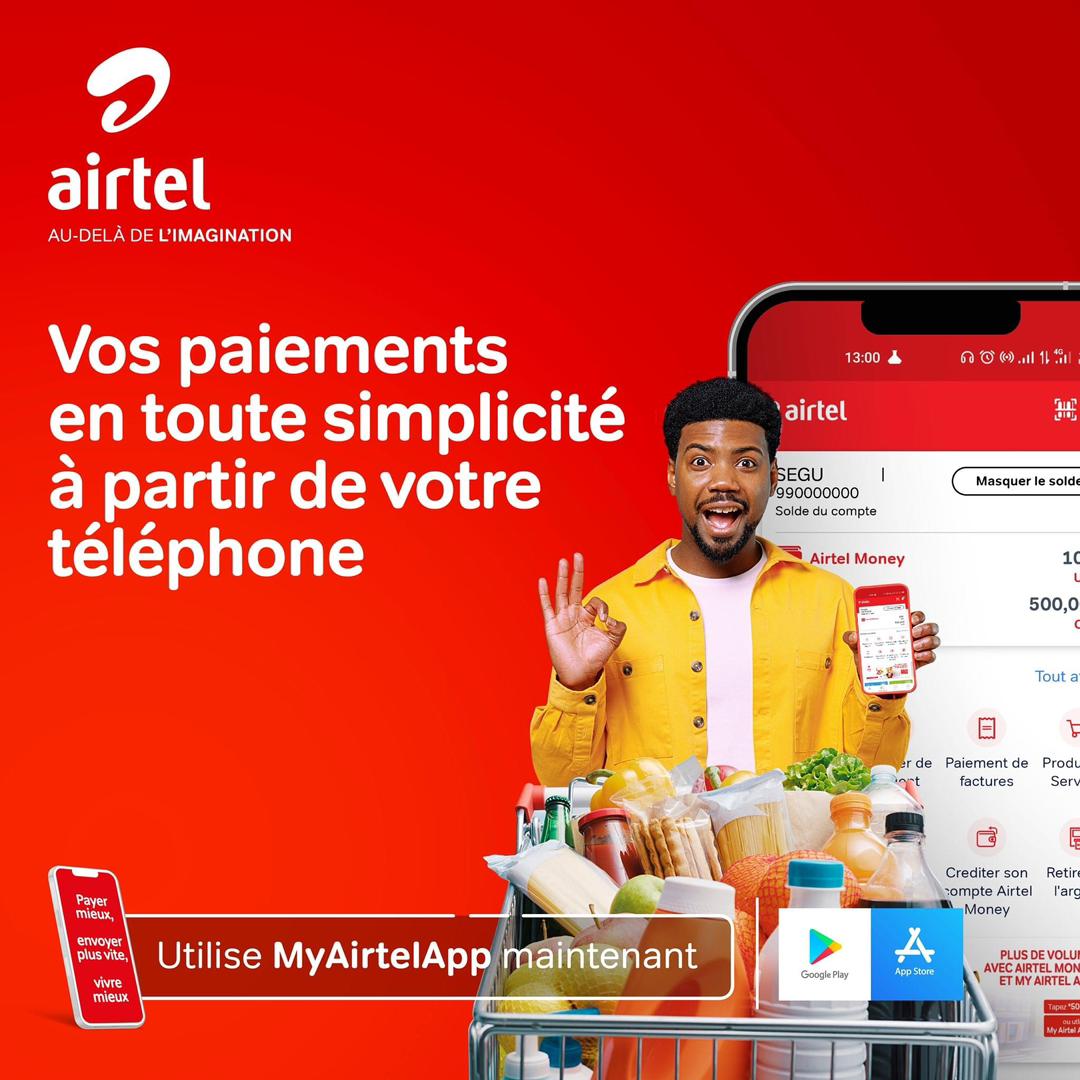 moneyairtel_rdc's tweet photo. Faire des achats n'a jamais été aussi simple ! 

Téléchargez l'application My Airtel pour profiter d'une expérience d'achat sécurisée et rapide. 
Tapez *501# et suivez les instructions pour découvrir un monde de possibilités.

#AirtelMoney | #ShoppingMoney https://t.co/emX97KJm9w