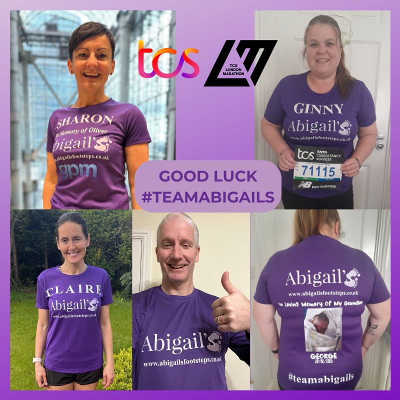 💜 Good luck today #teamabigails. 💜 We will be cheering you all the way. #londonmarathon #kentcharity #babyloss #abigails