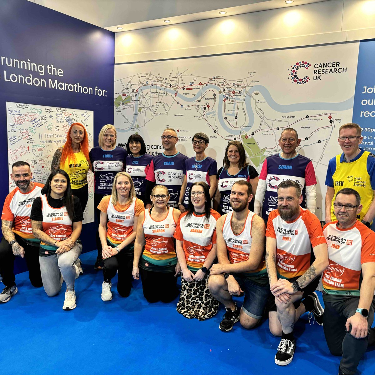 Today’s the day they’ve been training for 🎉! Join us in cheering on our #SWTeam2024 superstars as they take on the London Marathon in support of @CR_UK @AlzResearchUK and the @IrishCancerSoc 🧡💜💛!