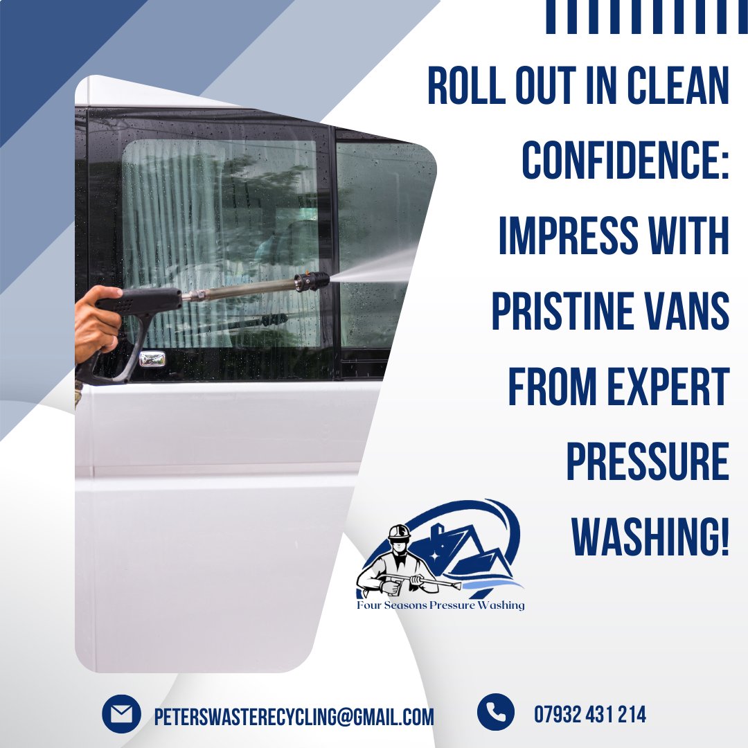 Your Van, Our Passion: Bringing the Shine Back with Four Seasons Pressure Washing! 

07932431214
peterswasterecycling@gmail.com

#FourSeasonsPressureWashing #FourSeason #PressureWashing #OutDoorCleaning #Brickwork #Patios #Driveways #CarAndVans #Cleaning