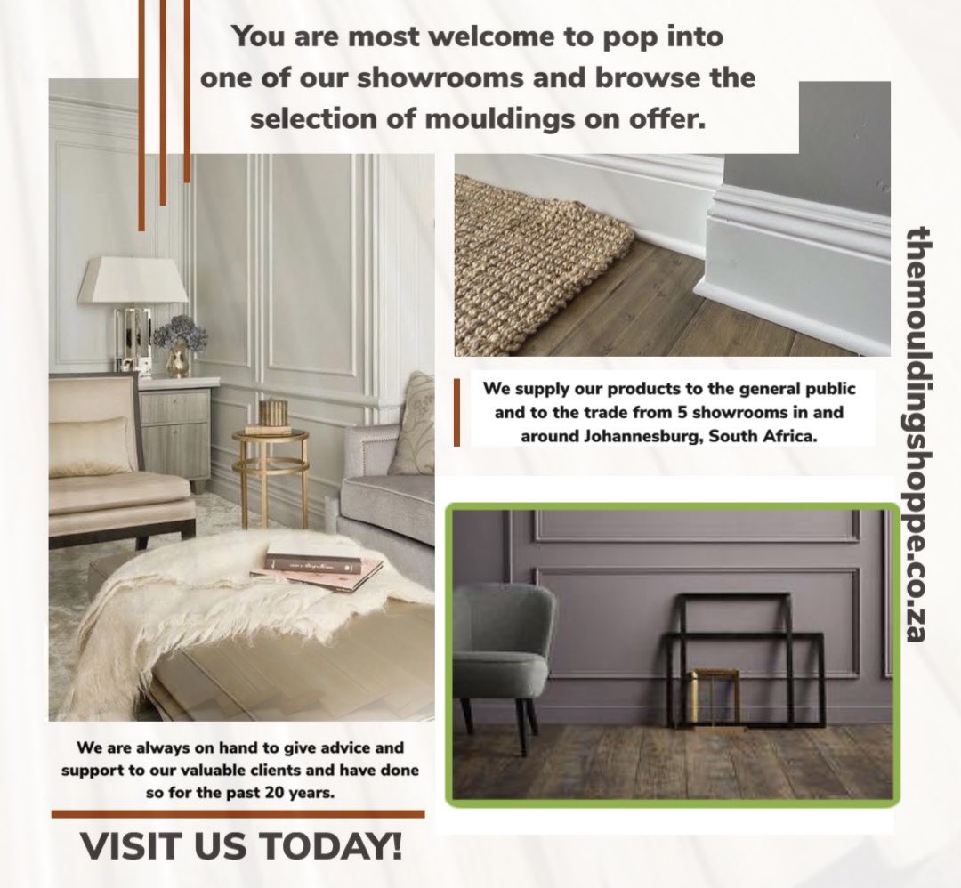 #ThemouldingShoppe #Moulding #HomeDecorIdeas #Manufacturer #HomeImprovement #JoziBusinesses #20YearsExperience #DIY #Renovating #SupplyToTheTradeAndPublic #SupportLocal #ARCHITRAVES, #CORNICE, #DADORAILS, #HANDRAILS #SKIRTINGS LIKE & SHARE THIS PAGE! Contact us!
