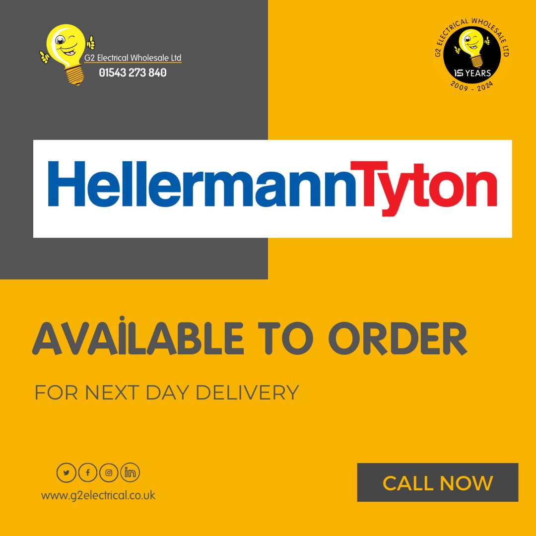 HellermannTyton products are well-known as one of the leading suppliers for fastening, fixing, identifying, and protecting cables and connecting components.

Support Local. Buy Local. Trust Local. Call 01543 273840

#ElectricalWholesale #Electrical #Electrician