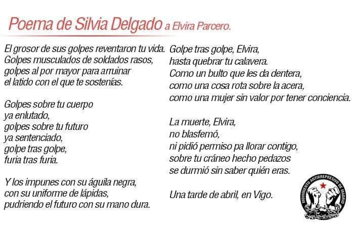 #taldiacomavui de 1978 Elvira Parcero Rodríguez, de 21 anys, moria víctima de la violència policial a Vigo. La jove fou colpejada de forma brutal l’11 d’abril mentre es solidaritzava amb la vaga de la naviliera Ascón, provocant-li un vessament cerebral del que ja no es recuperà.